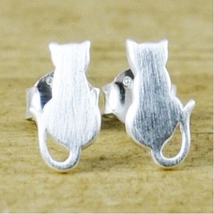 TASHI STERLING SILVER CAT SILHOUETTE STUDS